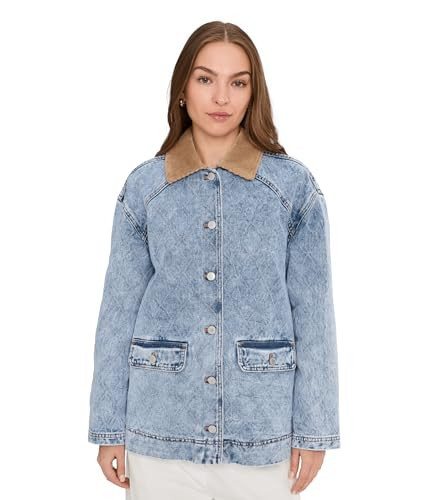 Avec Les Filles Womens Relaxed Barn Jacket Light Wash Diamond MD One Size | Amazon (US)