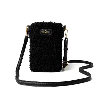 Kedzie Fireside Collection Phone Crossbody in Vegan Faux Shearling Black | Target