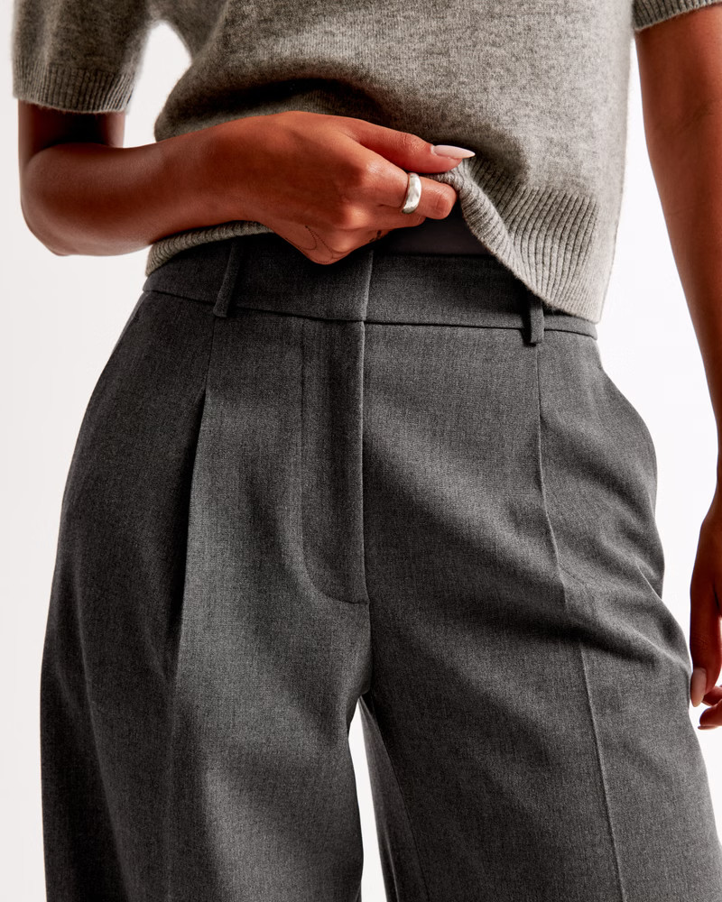 Mid Rise Tailored Wide Leg Pant | Abercrombie & Fitch (US)