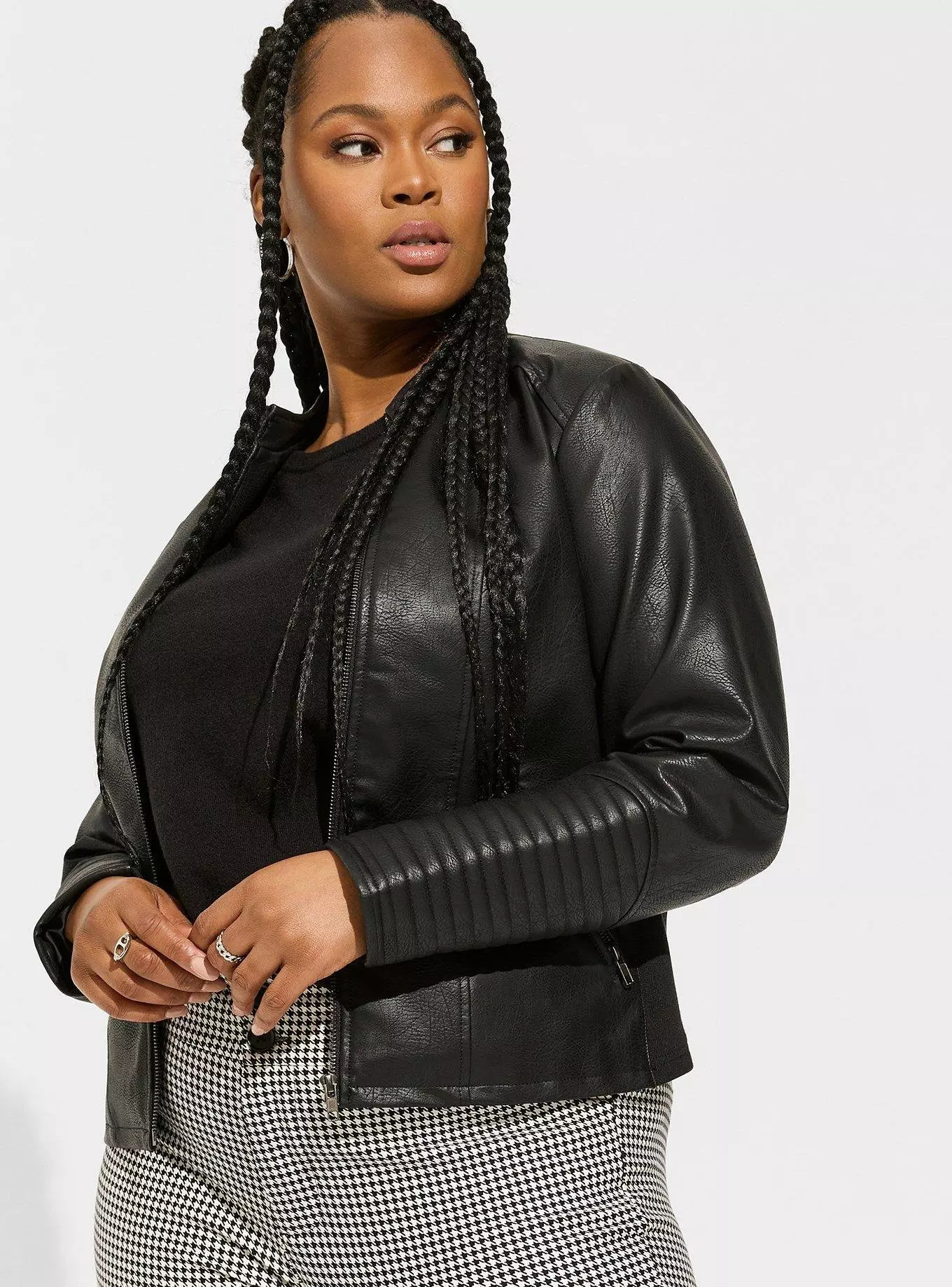 Faux Leather Collarless Moto Jacket | Torrid (US & Canada)