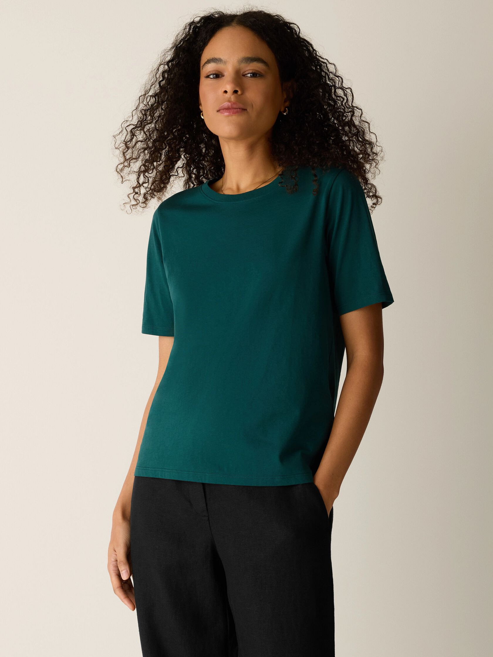 Organic Pima Cotton Jersey Round Neck Tee | Eileen Fisher