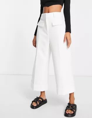 River Island low rise wide leg pants in white - part of a set | ASOS (Global)