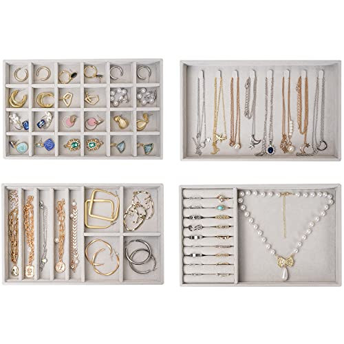 ProCase Set of 4 Stackable Jewelry Organizer Trays for Drawers, Jewelry Drawer Inserts Container ... | Amazon (US)