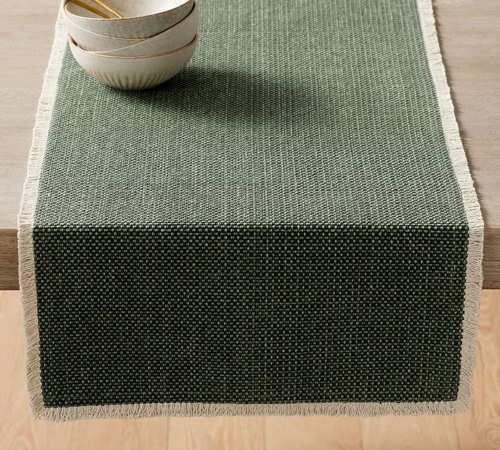Mason Handwoven Cotton Fringe Table Runner | Pottery Barn (US)