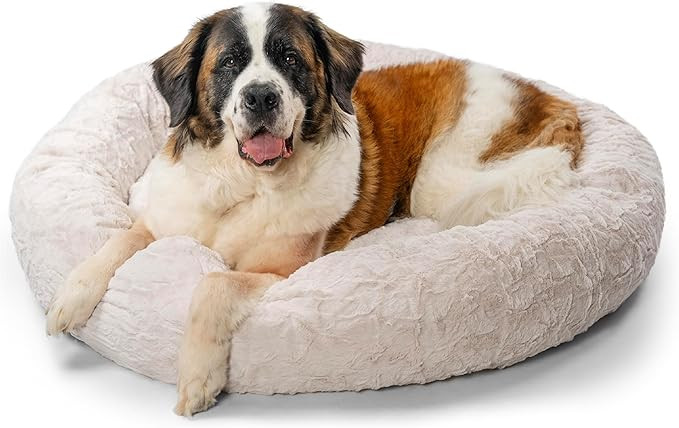 Best Friends by Sheri Original Calming Donut Dog and Cat Bed, Lux Faux Fur, Oyster, XL (45in x 45... | Amazon (US)