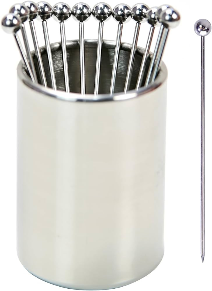 Lexenic 4.3" Metal Cocktail Picks 12Pack+Holder Kit,Premium 304 Stainless Steel Reusable Appetize... | Amazon (US)