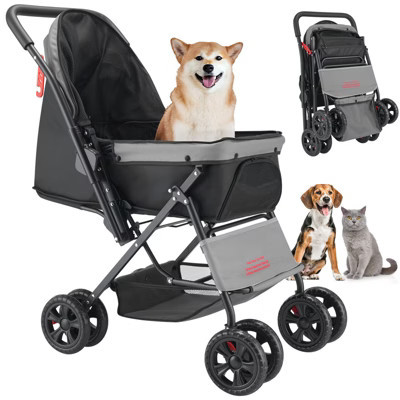 Pet Stroller 44 LB Foldable 4-Wheel Dog Stroller with Reversible Handle | Target