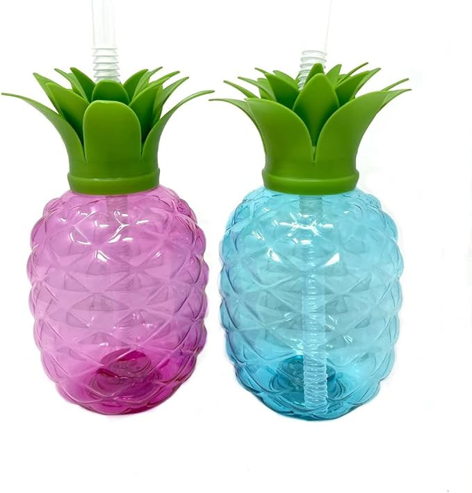 LED Light Up Pineapple Luau Yard Party Cups - 2 Pack - 16 OZ Light Up Tumbler With Straw - For Ma... | Amazon (US)