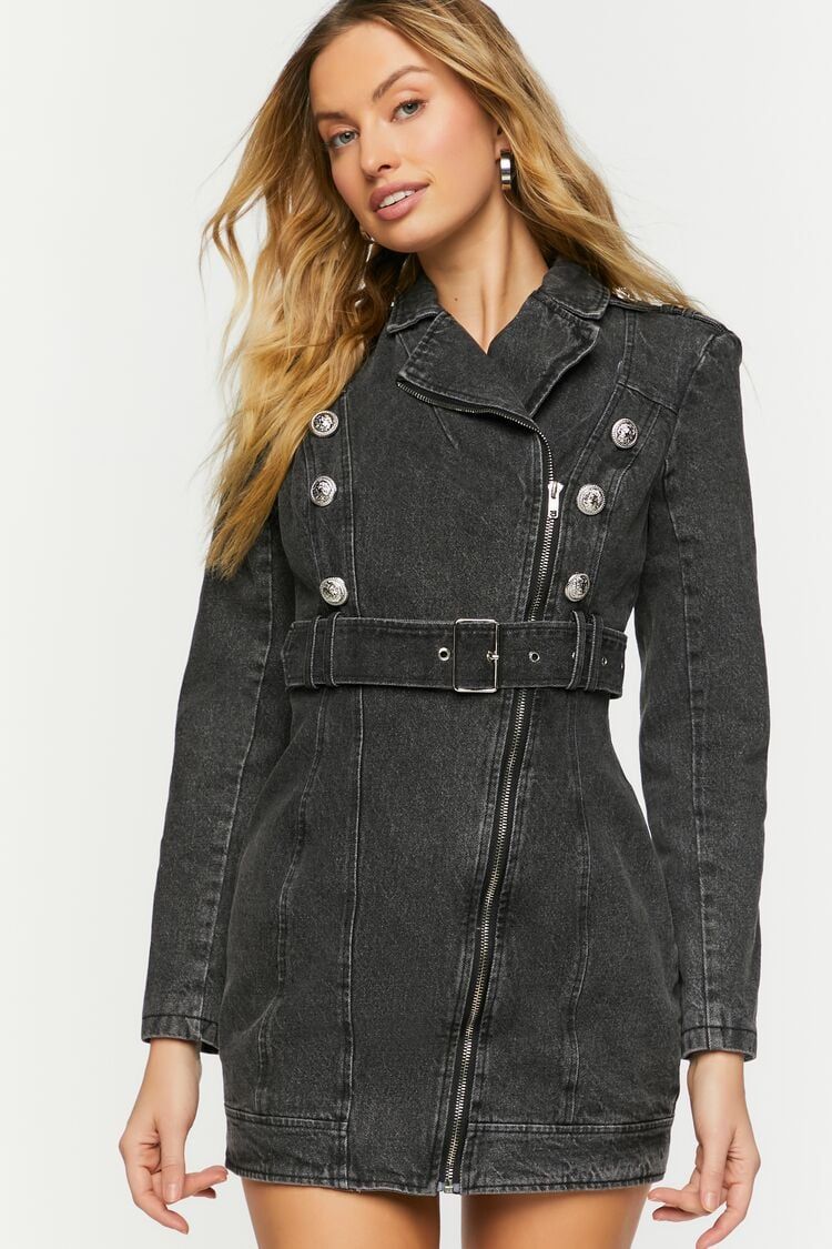 Denim Belted Zip-Up Mini Dress | Forever 21 (US)