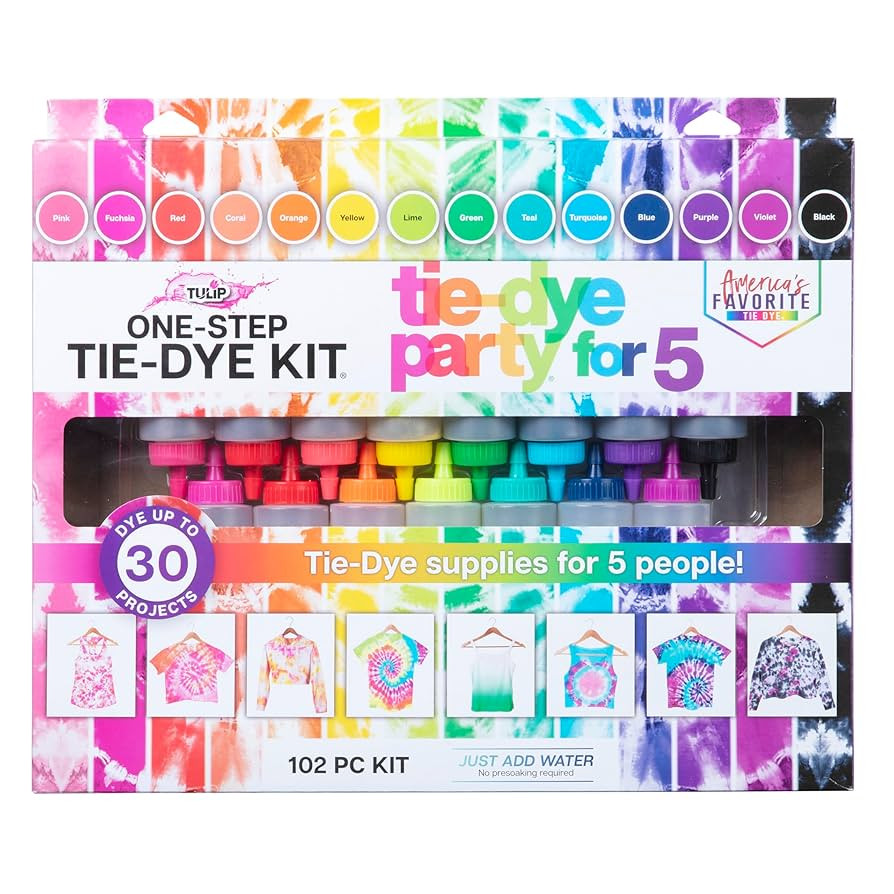 Tulip One-Step Tie-Dye Kit Party for 5, Large Party Activity, Arts & Crafts Gift, Vibrant Colors,... | Amazon (US)