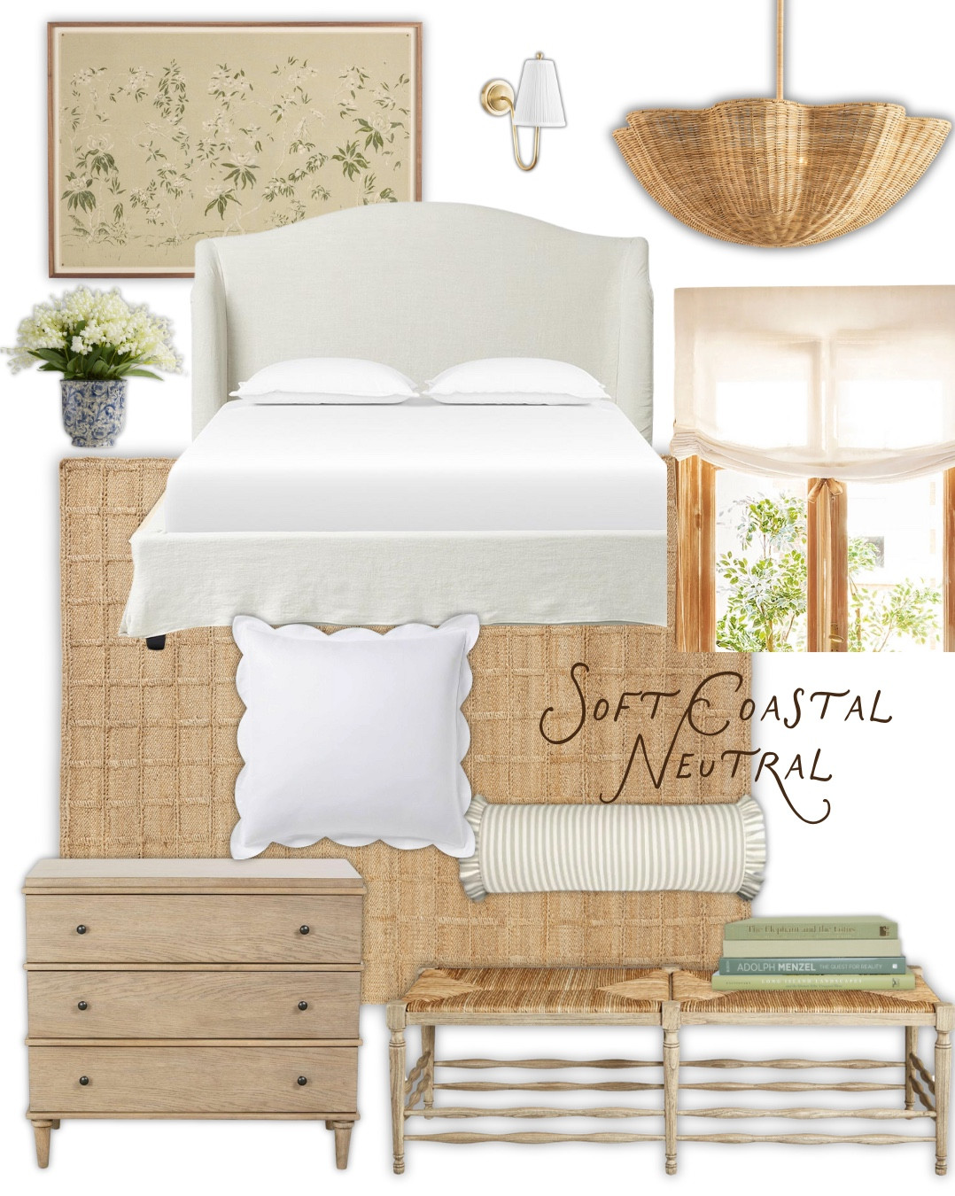 Soft Coastal Grandmillennial Bedroom – Breezy, Timeless & Cozy

Dreaming of a bedroom that feels like a Nancy Meyers movie? This Soft Coastal Grandmillennial look blends rattan textures, classic scalloped pillows, spindle furniture, and calming neutrals. Perfect for creating a timeless and airy space.

coastal bedroom, grandmillennial style, neutral bedroom, scallop pillow, rattan bench, spindle bench, floral wall art, linen bed, woven pendant light, classic nightstand, natural textures, cottagecore decor, vintage inspired




#LTKHome #LTKSaleAlert #LTKGiftGuide