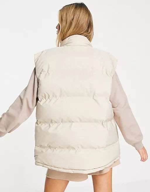 Weekday Layer recycled padded vest in mole | ASOS (Global)