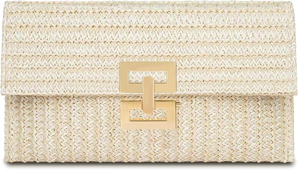 Straw Clutch Purse for Women Designer Evening Handbag Summer Beach Shoulder Crossbody Bag | Amazon (US)