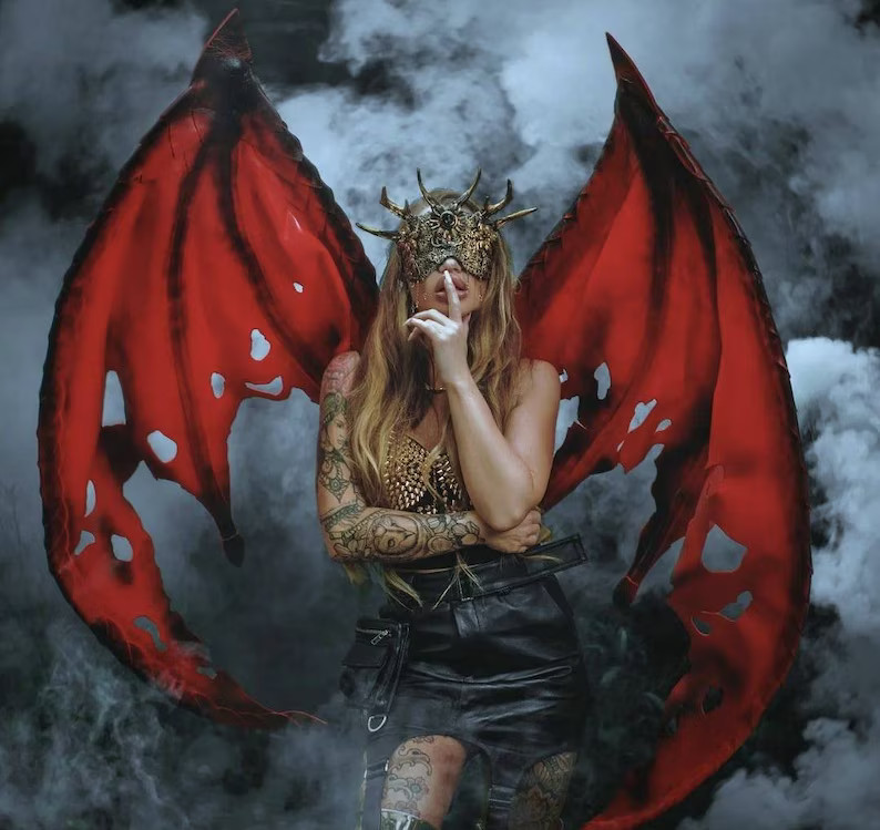 Red Bat wings with cuts | Etsy (US)