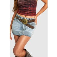 Womens Stud And Ring Detail Western Belt - Brown - One Size | boohoo (US & Canada)