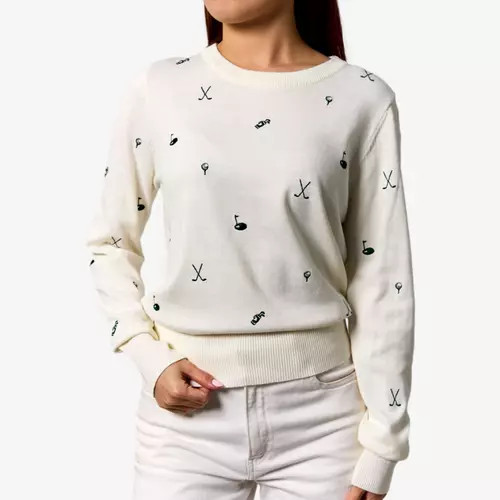 Walking Girl Embroidered Crewneck Women's Golf Sweater | PGA TOUR Superstore