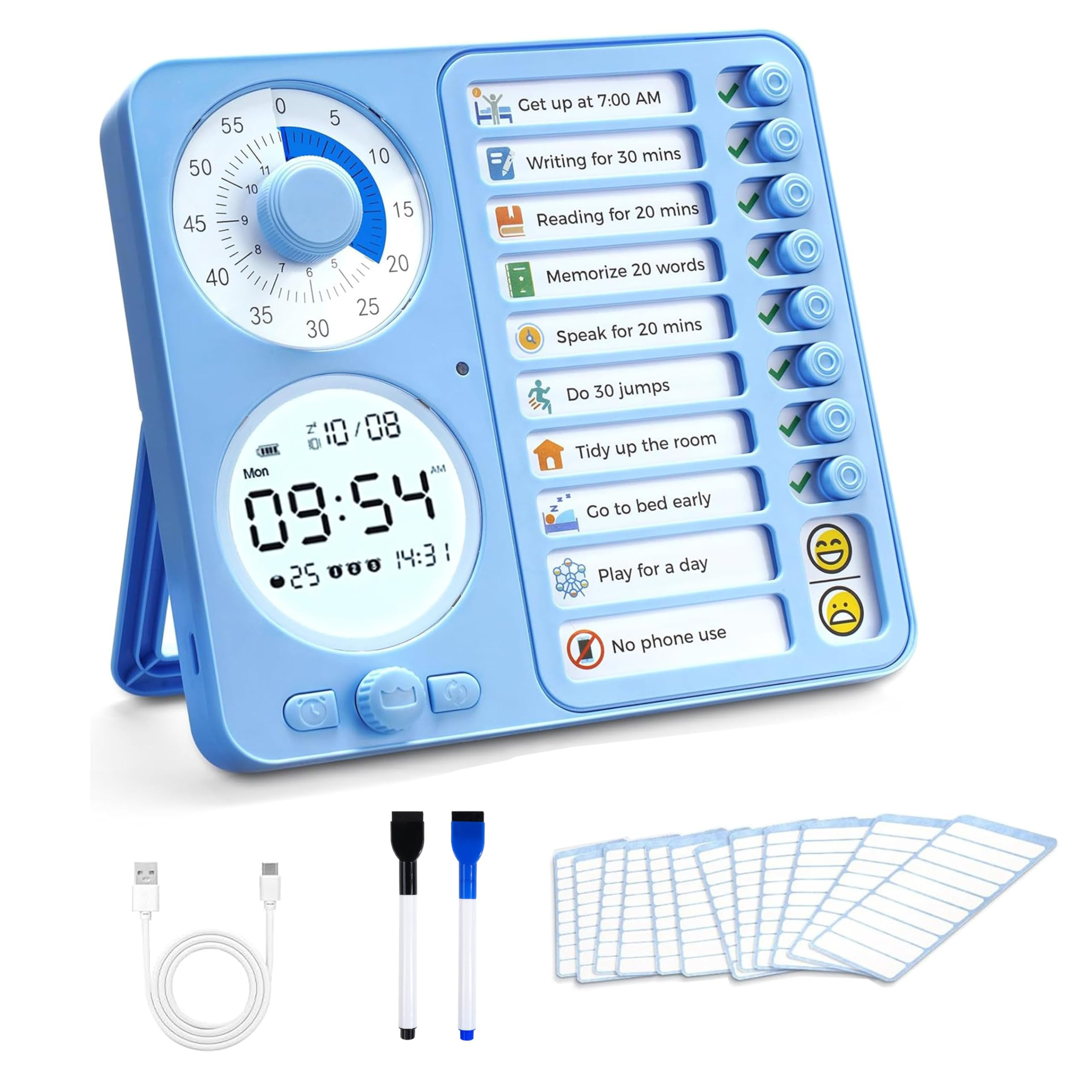 3-in-1 Visual Timer Task Timer with Chore Chart Board, ADHD Tool for Kids Adults Visual Schedule ... | Amazon (US)