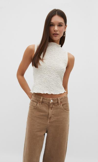 Textured top - Women's fashion | Stradivarius United Kingdom | Stradivarius (UK)