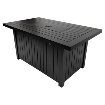 allen + roth Rectangle 48-in W 40000-BTU Black Steel Propane Gas Fire Pit Table | Lowe's