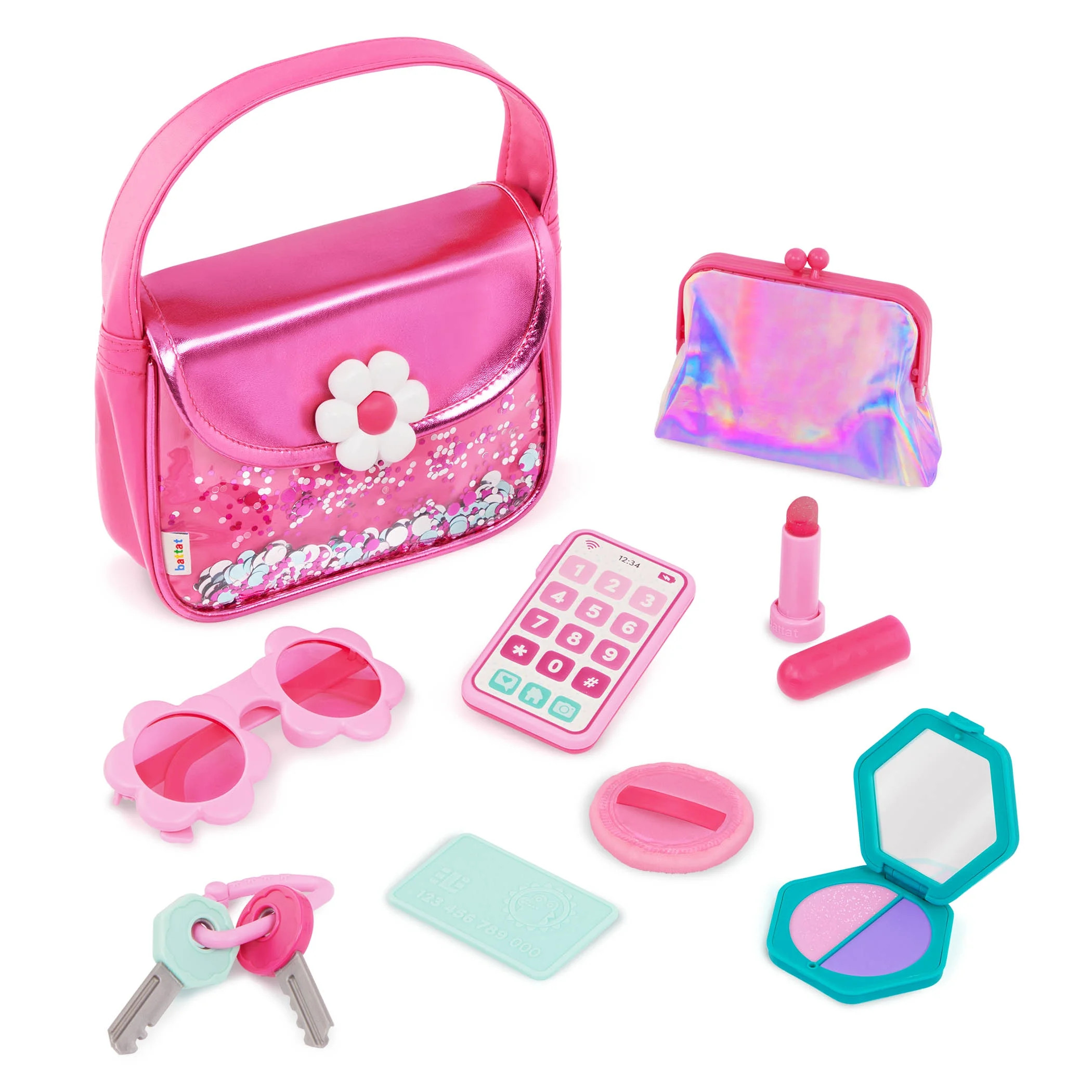Battat Sparkle Time Purse Set with Phone Keys Card Makeup, Toddler and Preschool Toys | Walmart (US)