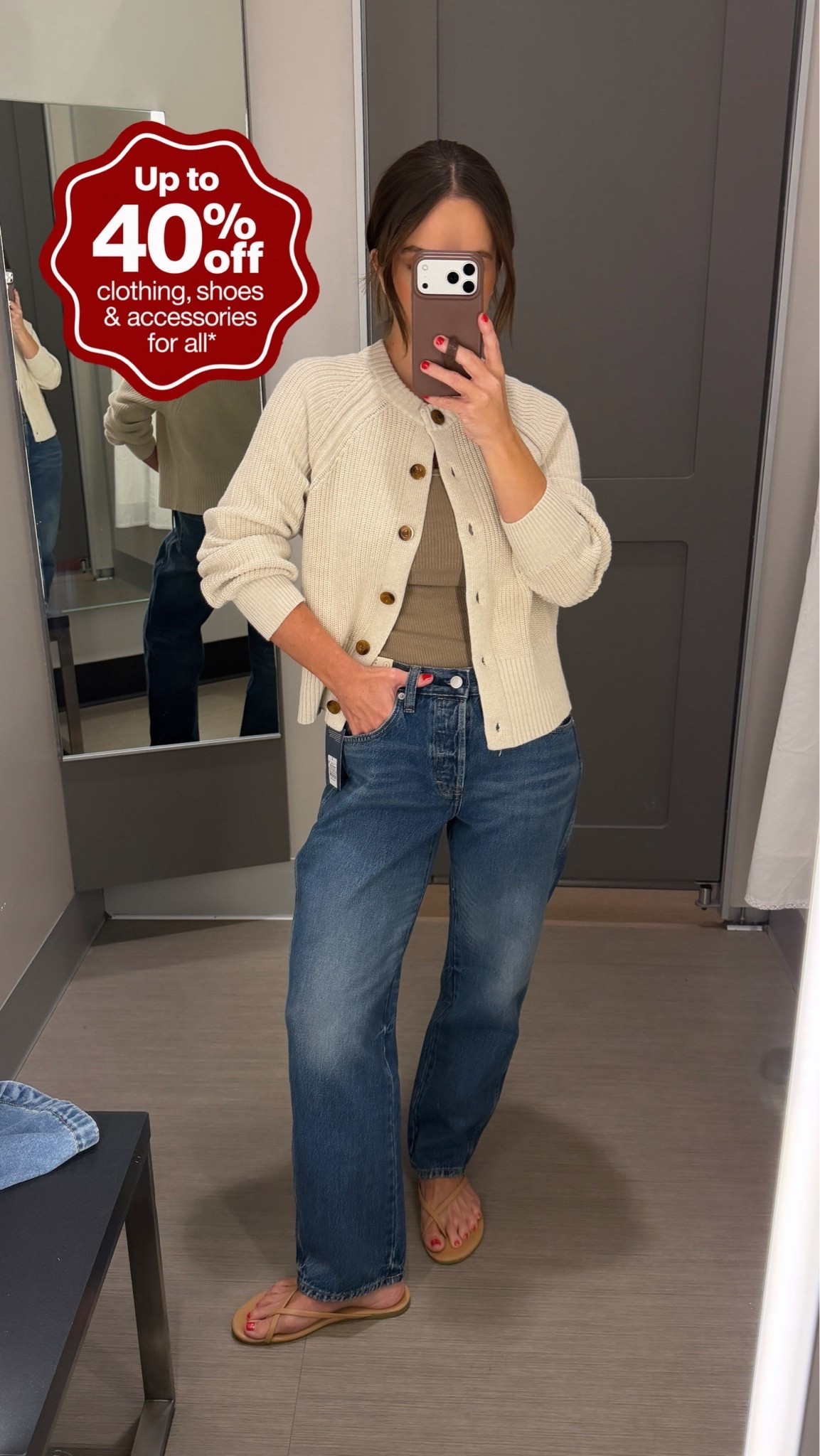 Cardigan in a small 
Jeans in a 2 - size down 

@Target #targetstyle #targetfinds

#LTKgrwm #LTKootd #LTKSaleAlert