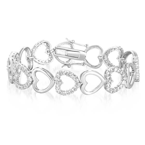 Collette Z Sterling Silver Cubic Zirconia Heart Bracelet | Bed Bath & Beyond