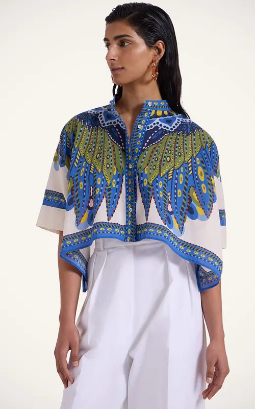 La DoubleJ Mini Foulard Shirt Chakra Placée Multicolor at Nordstrom, Size X-Small | Nordstrom
