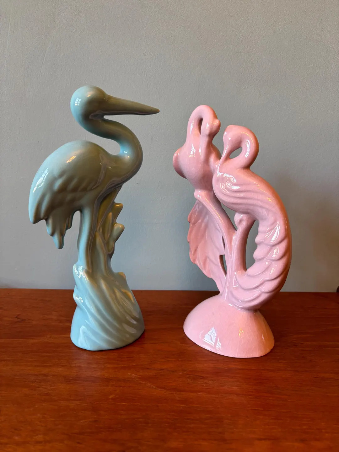 Vintage Aqua Crane Figurine: Blue Heron or Pink Long-Tailed Birds | Etsy (US)