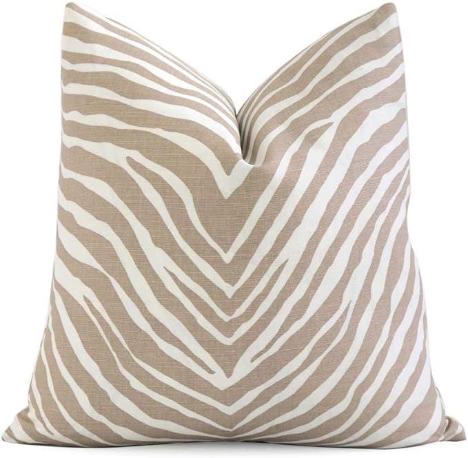 JeanLowell Zebra Natural Pillow Cover with Zipper Square Euro Sham or Lumbar Pillow Cushion Pillo... | Amazon (US)