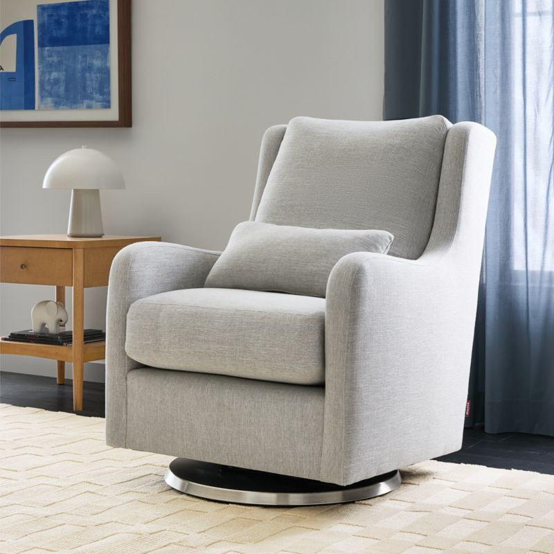Milo Grey Swivel Nursery Glider Chair + Reviews | Crate & Kids | Crate & Barrel