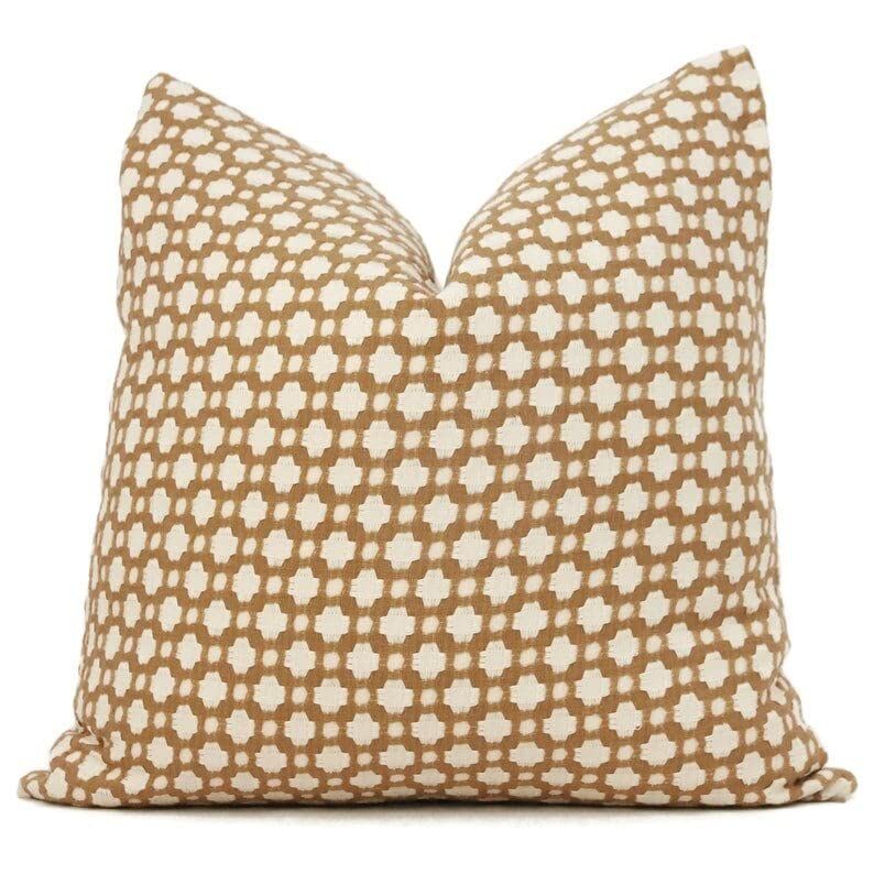 Schumacher Betwixt in Biscuit and Ivory Decorative Pillow Cover, Toss Pillow, Throw Pillow, Accen... | Amazon (US)