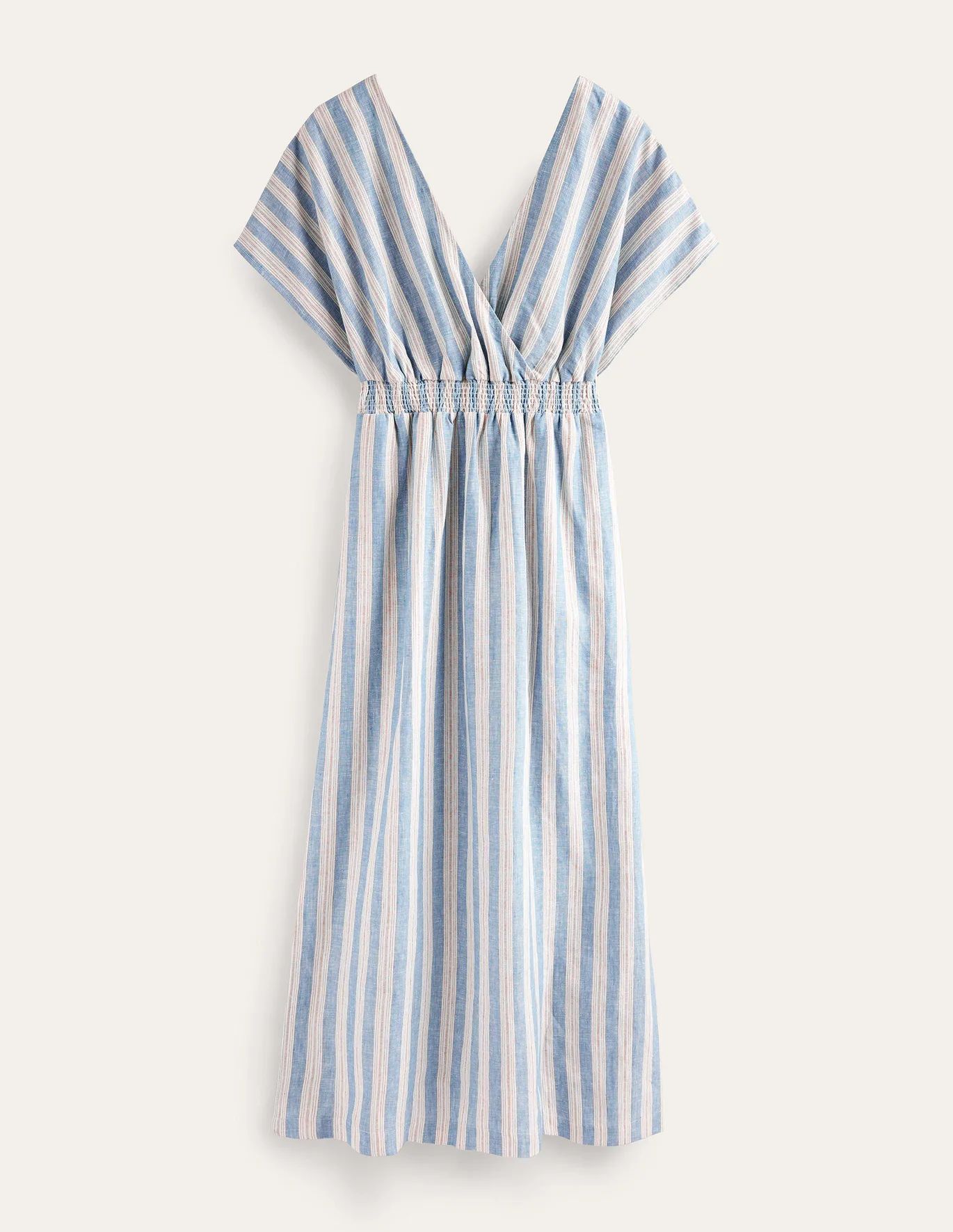 Linen Kaftan Maxi Dress - Porcelain Blue Lurex Stripe | Boden (US)