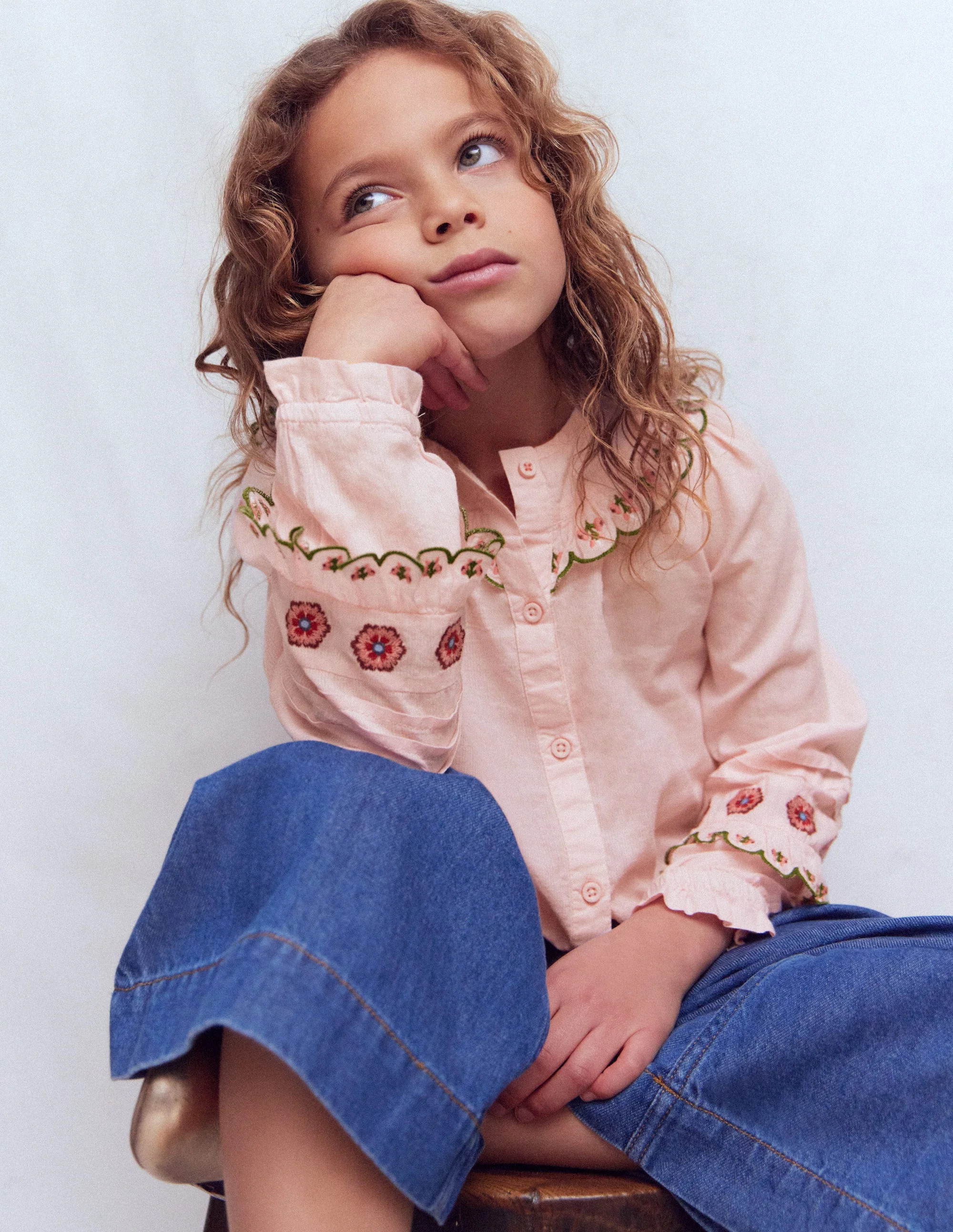 Frill Yoke Blouse-Lotus Embroidery | Boden (US)