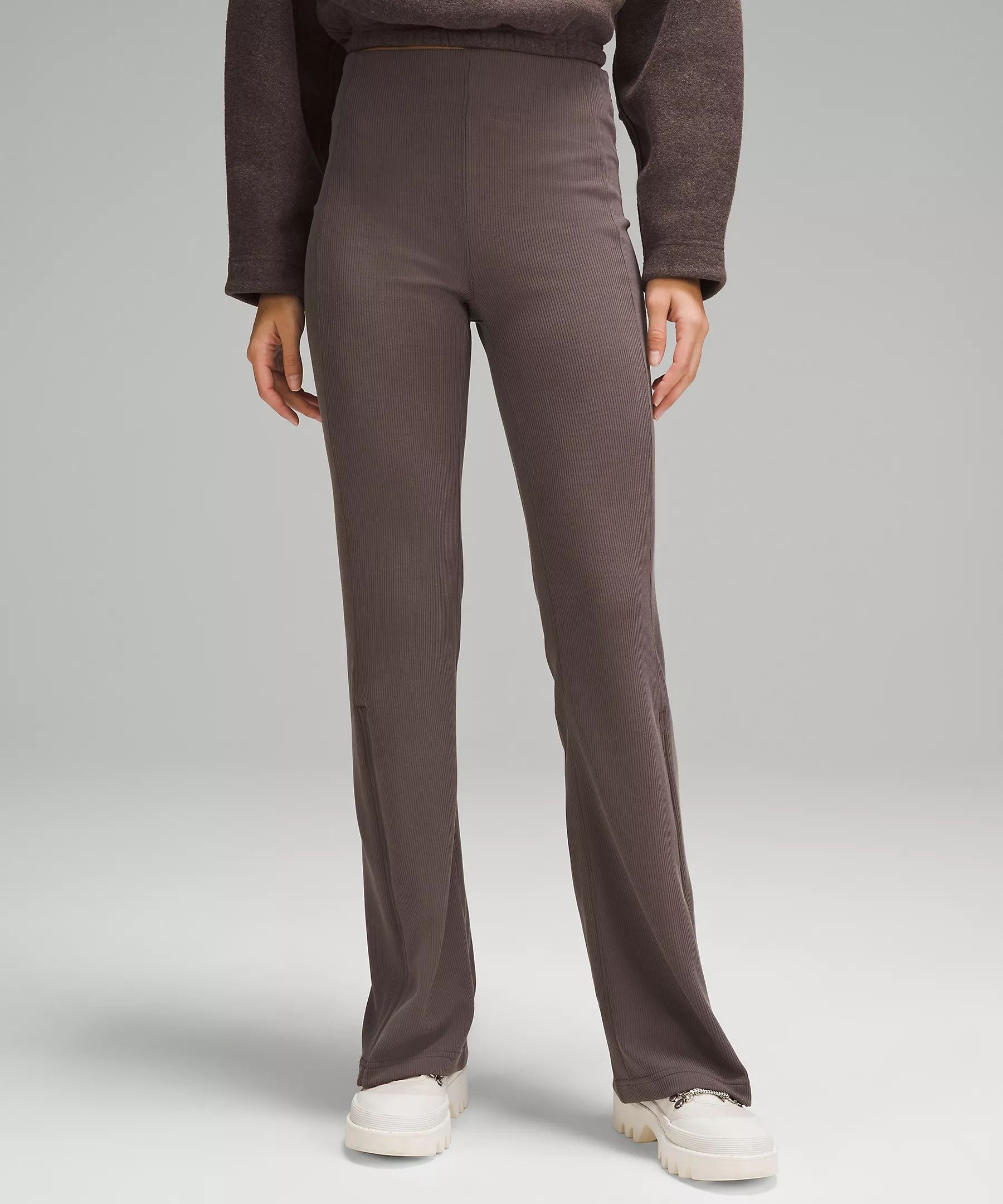 Brushed Softstreme Ribbed Zip Flared Pant 32.5" | Women's Sweatpants | lululemon | Lululemon (US)
