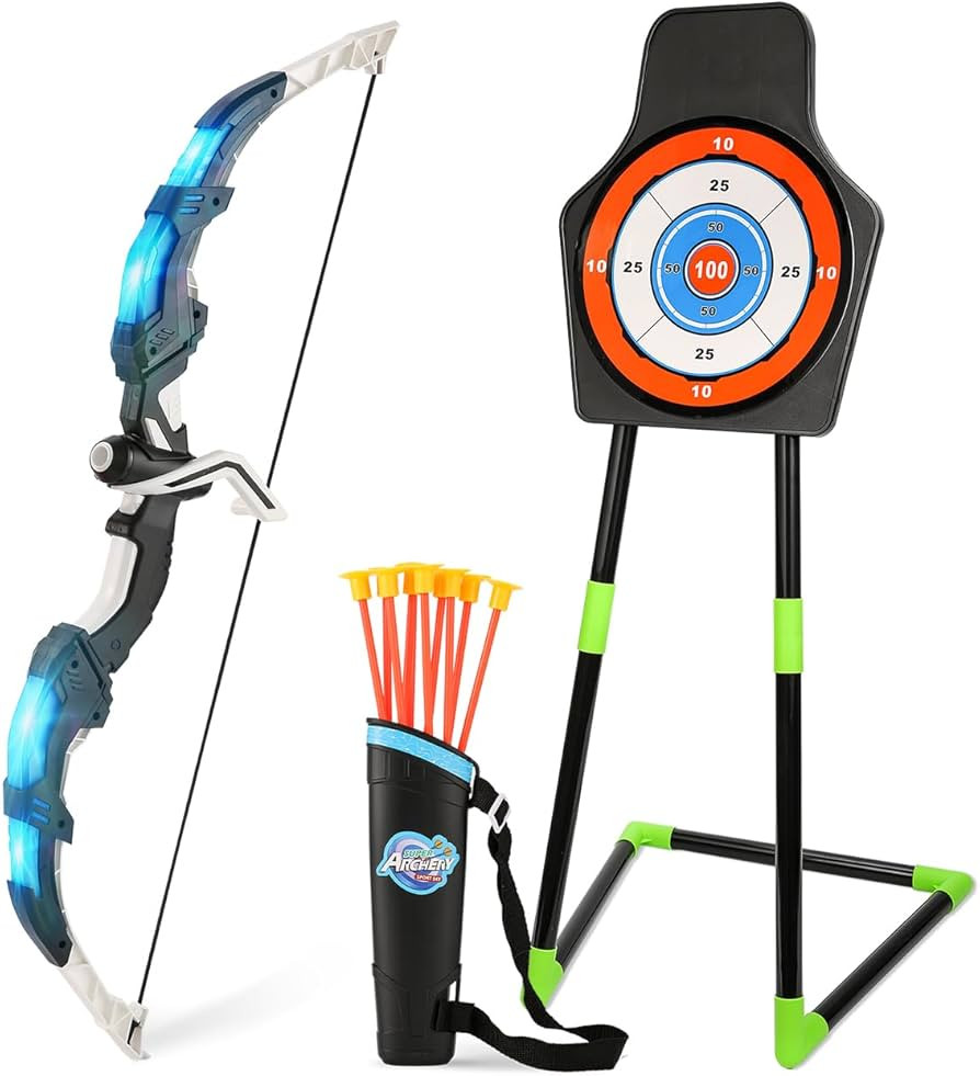 Bow and Arrow Set for Kids LED Light Up Archery Set with 10 Suction Cup Arrows Indoor Outdoor Toy... | Amazon (US)