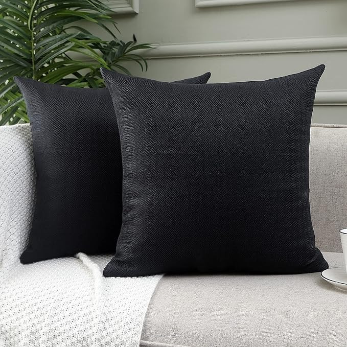 Jepeak Rustic Woven Textured Throw Pillow Covers Pack of 2 Decorative Farmhouse Faux Linen Cushio... | Amazon (US)