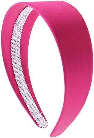 Hot Pink 2 Inch Wide Satin Hard Headband with No Teeth (Motique Accessories) | Amazon (US)