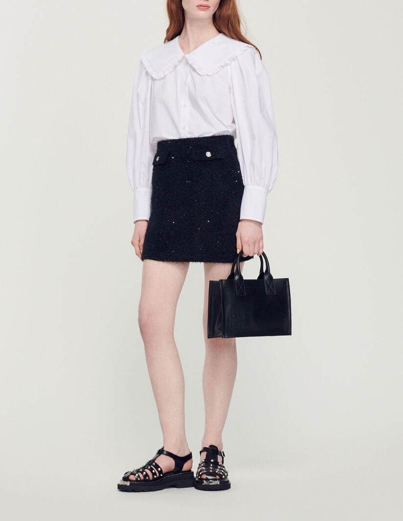 Poplin shirt with Peter Pan collar | Sandro-Paris US