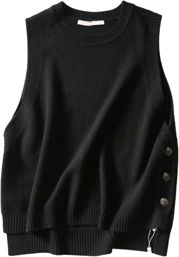 HangNiFang Women's Round Neck Sleeveless Pullover Ribbed Knit Sweater Vest | Amazon (US)
