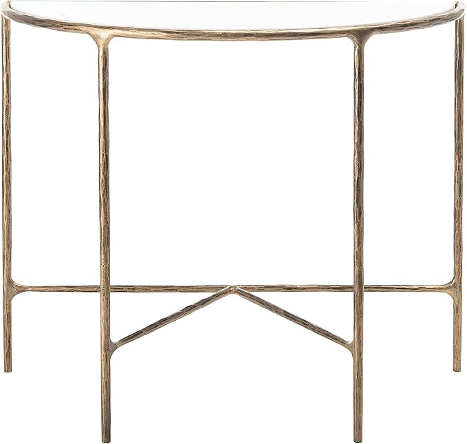 SAFAVIEH Couture Home Collection Jessa Brass Metal/White Marble Top Half Moon Entryway Living Roo... | Amazon (US)