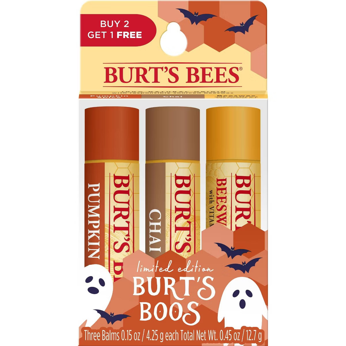 Burt's Bees Halloween Value Pack Lip Balm - Chai/Pumpkin/Beeswax - 3ct/0.45oz | Target