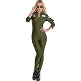 Party City Top Gun: Maverick Flight Costume for Women, Halloween, Olive Green, Catsuit with Zippe... | Amazon (US)