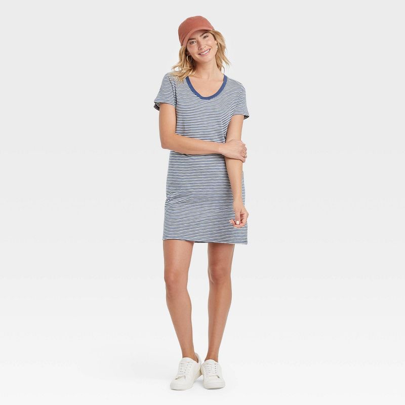 Women's Short Sleeve T-Shirt Dress - Universal Thread™ Blue Striped | Target