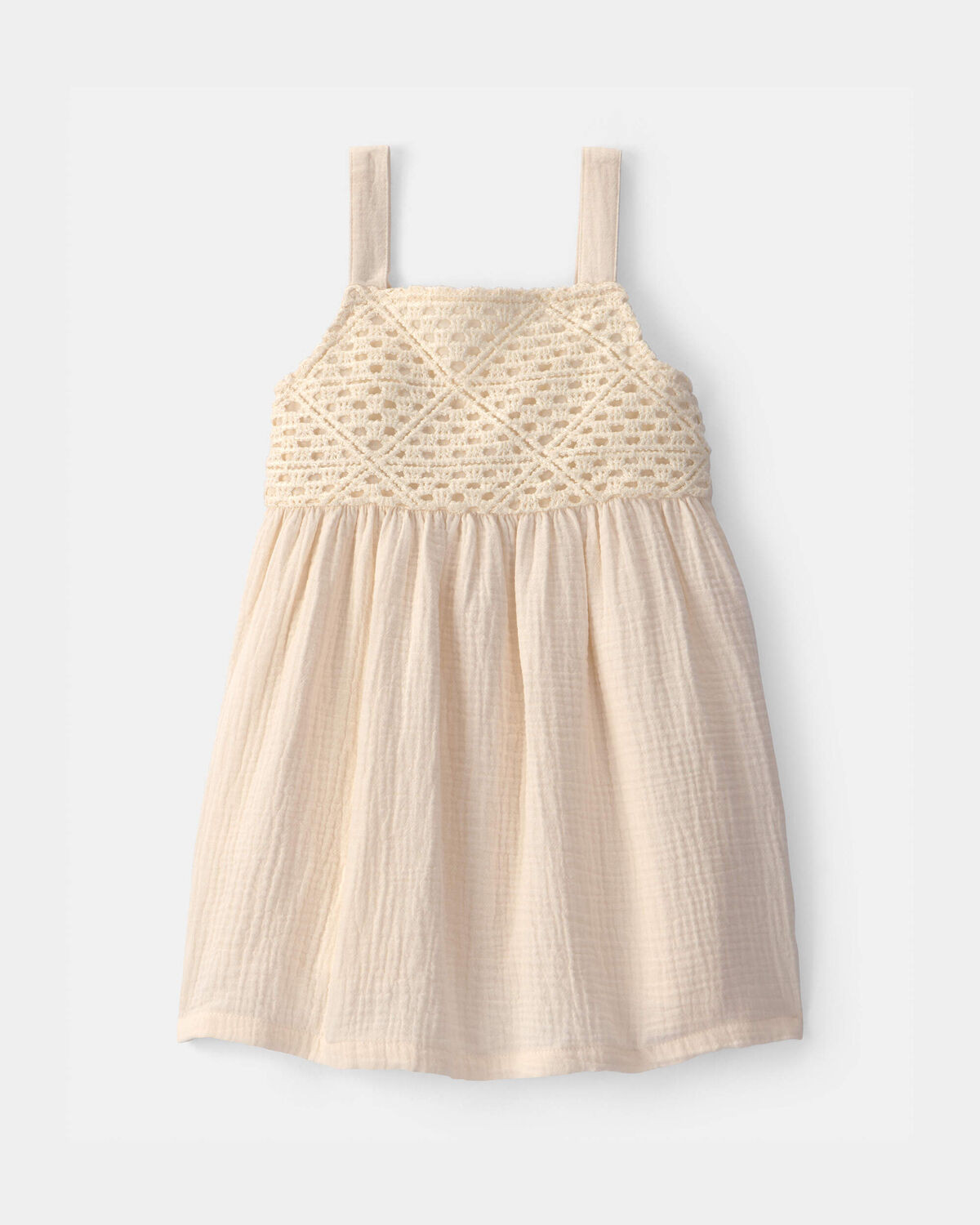 Toddler Girl Crochet Gauze Dress - Ivory | Carter's Inc