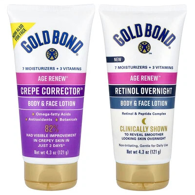 Gold Bond, Age Renew® Duo, Day & Night, Body & Face Lotion, 2 Bottles, 4.3 oz (121 g) Each | iHerb