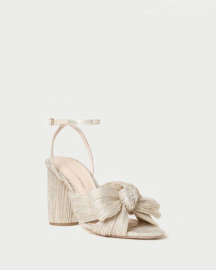 Camellia Champagne Pleated Bow Heel | Loeffler Randall