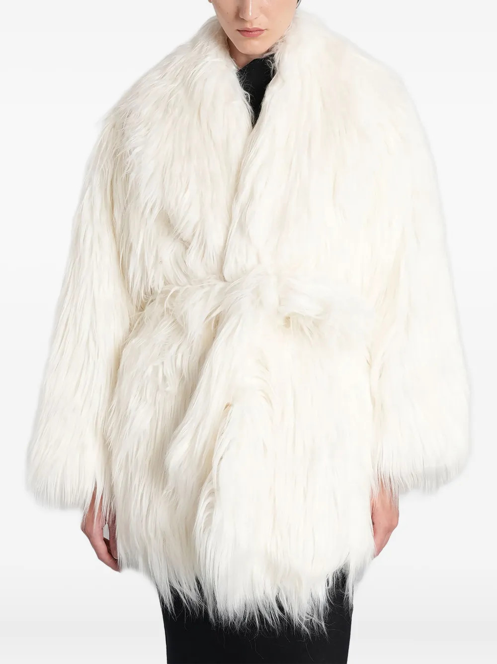 ENTIRE STUDIOS Belted faux-fur Coat | White | FARFETCH | Farfetch Global
