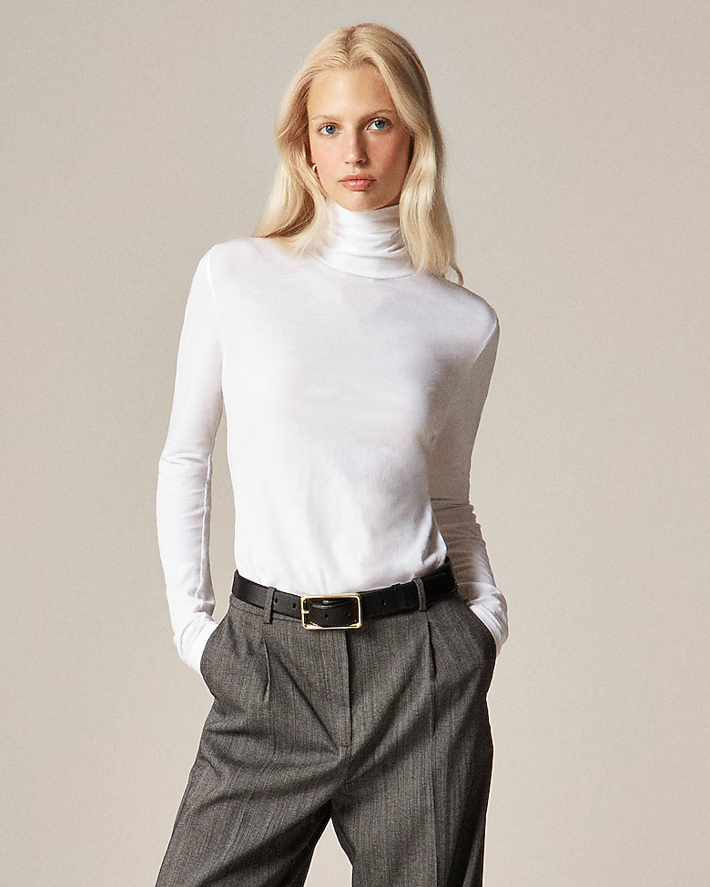 Feather jersey turtleneck | J. Crew US