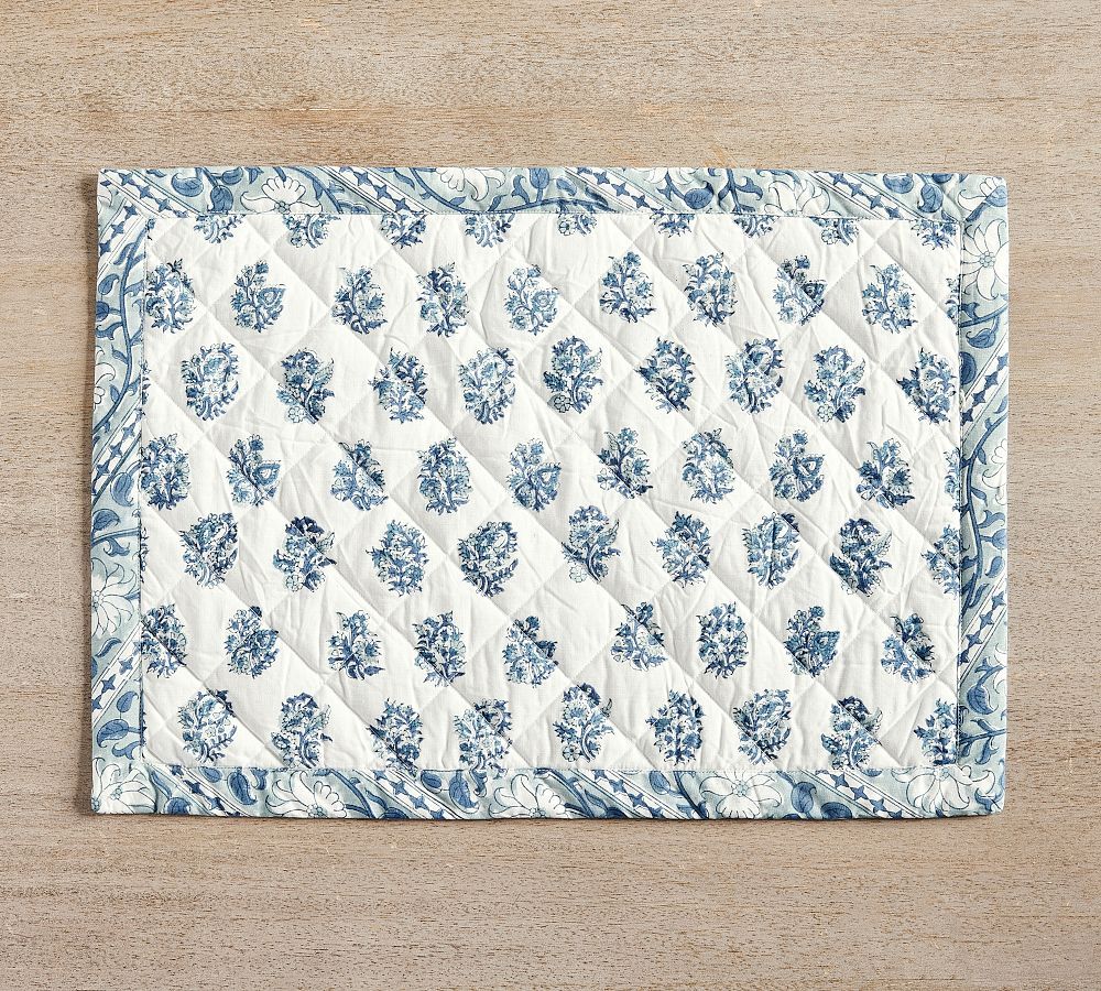 Sophia Block Print Quilted Placemats - Set of 4 | Pottery Barn (US)
