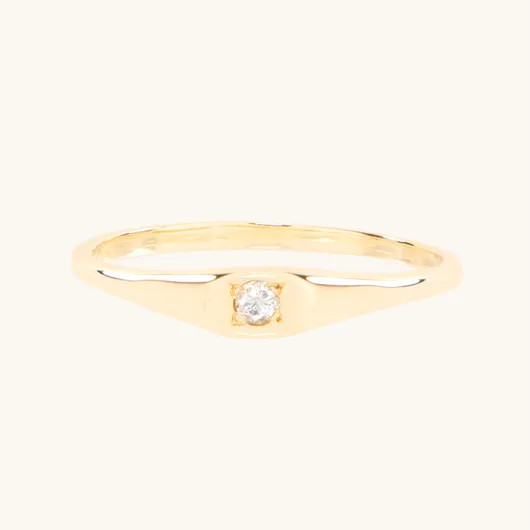 Little Signet Ring with Diamond | Catbird